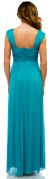 Empire Cut Long Formal Dress with Cap Sleeves  back in Dark Turquoise